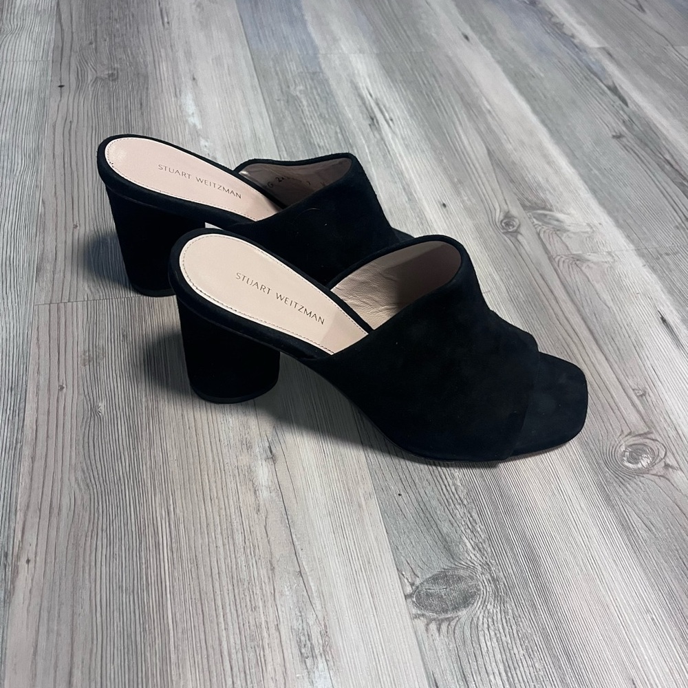 Stuart Weitzman Black Women's Heeled mule Sandals